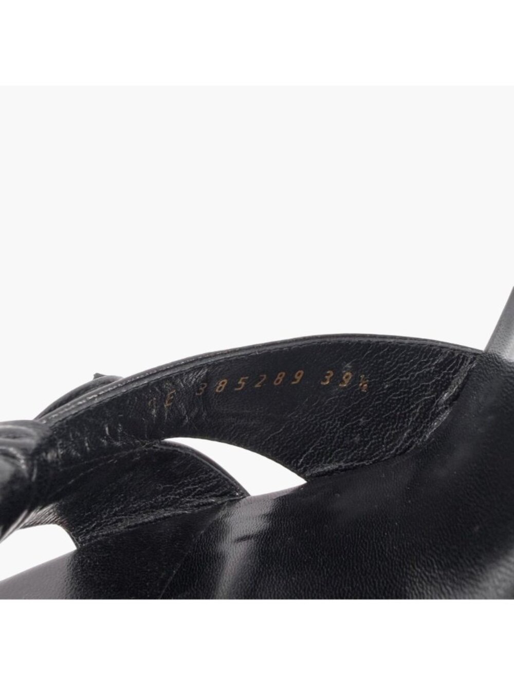 Saint Laurent Crystal Platform Sandals Heels Black Leather Size 39.5 US 9.5 Bow - Picture 15 of 16